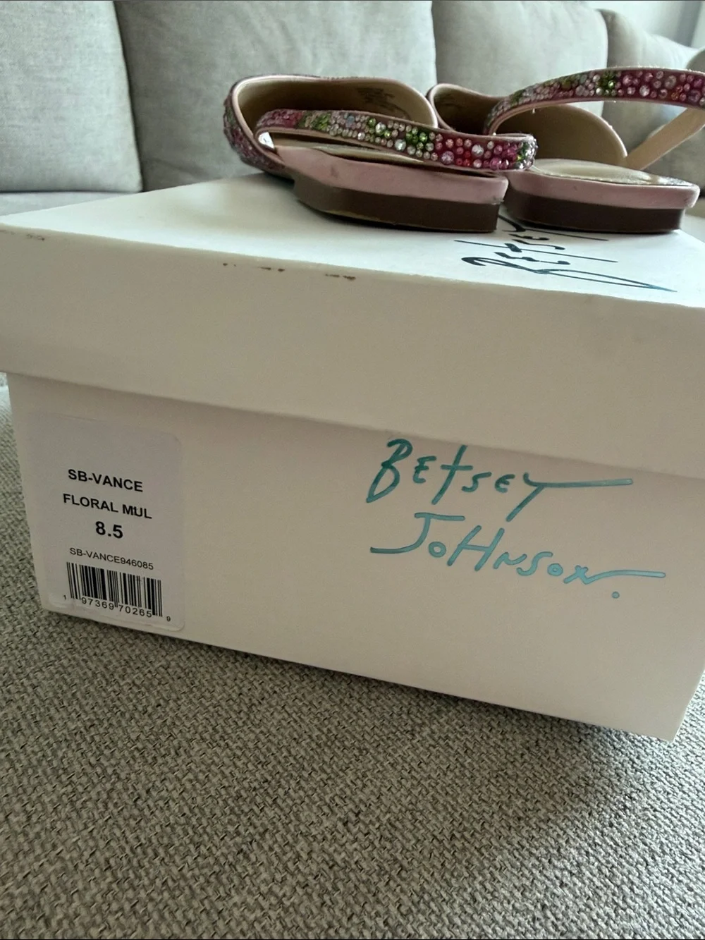 Betsey Johnson Pink Beaded Pointed-Toe Slingback Mules - Picture 9 of 10